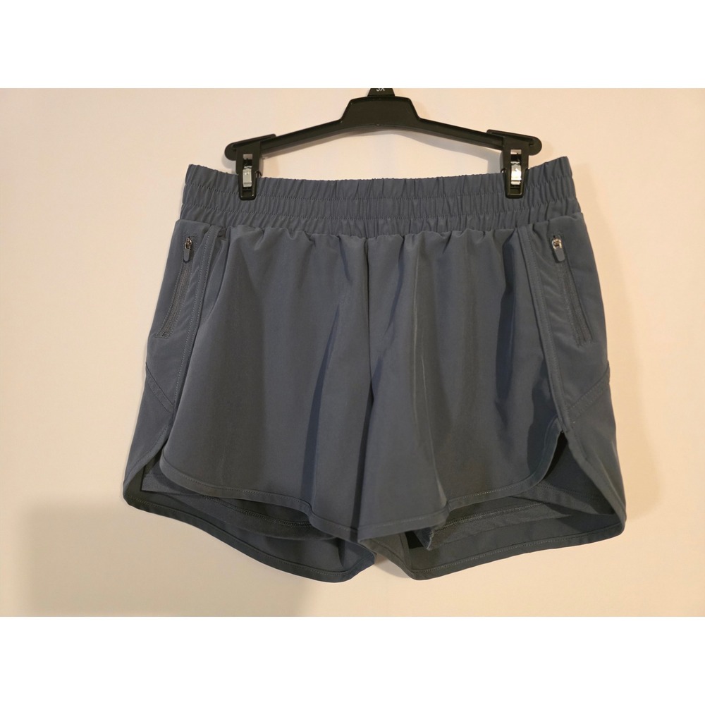 Athletic Works Womens Slate Blue Gray Running Shorts Size M 8-10 Zip Pockets